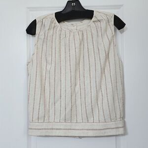 Tanya Taylor - 4 Womens Armless Strip Linen Button Down Back Top *No Tags*